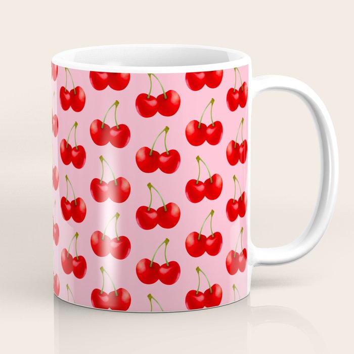 Y2K Cherries - Pink Pattern Large Coffee Mug Gallery Image 1