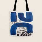 Colorful Mid Century Modern Abstract Fun Shapes Patterns Navy Blue Abstract Expressionism Tote Bag Gallery Image 1