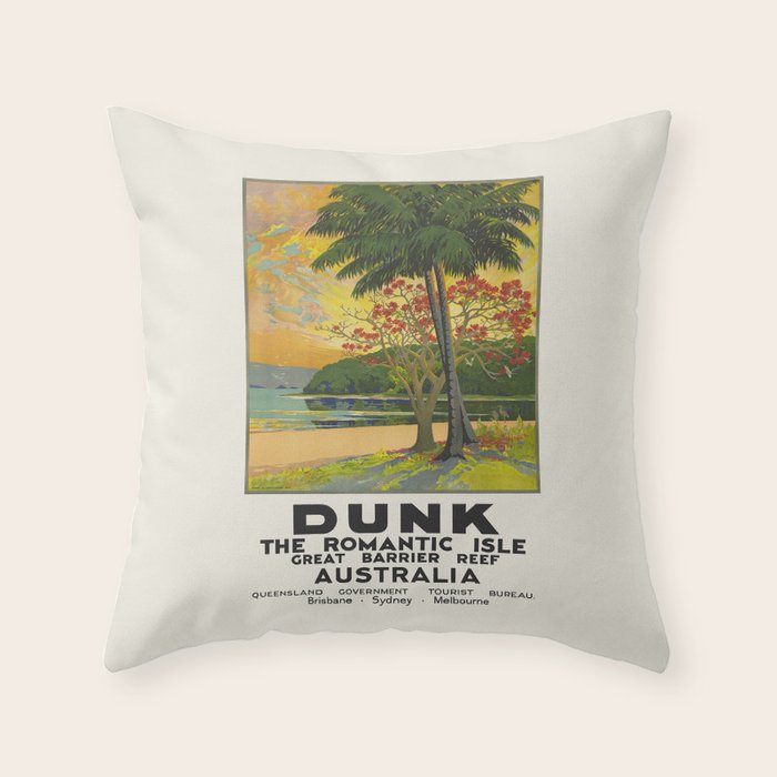 Dunk Island, Great Barrier Reef - Vintage Australian travel poster, 1930s Throw Pillow Gallery Image 6