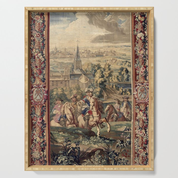 Antique 18th Century 'Capture of Lille' French Tapestry Serving Tray Gallery Image 1