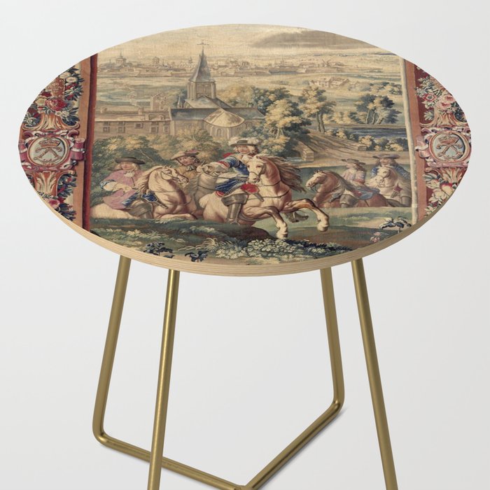 Antique 18th Century 'Capture of Lille' French Tapestry Side Table Gallery Image 2