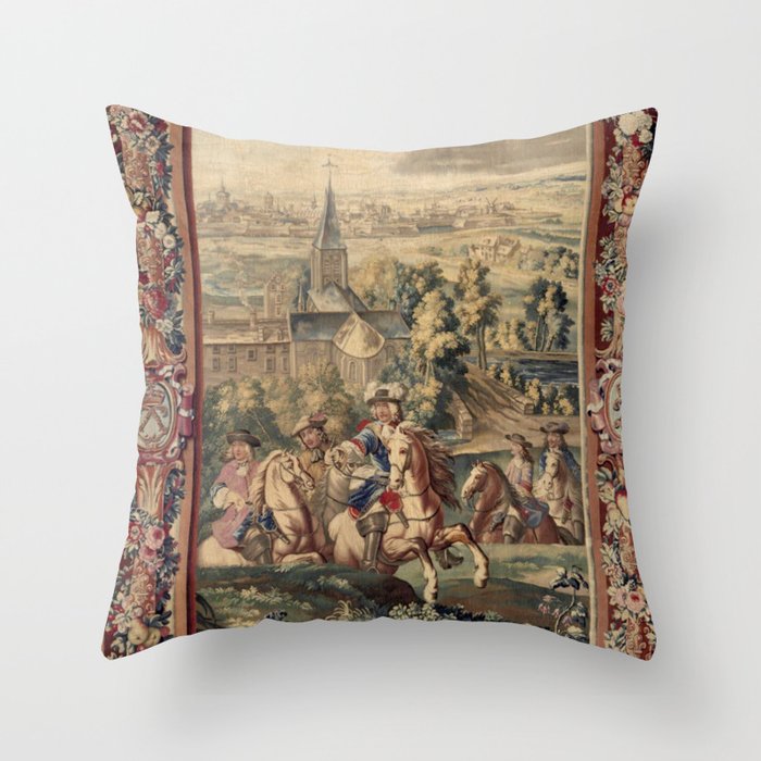 Antique 18th Century 'Capture of Lille' French Tapestry Throw Pillow Gallery Image 1