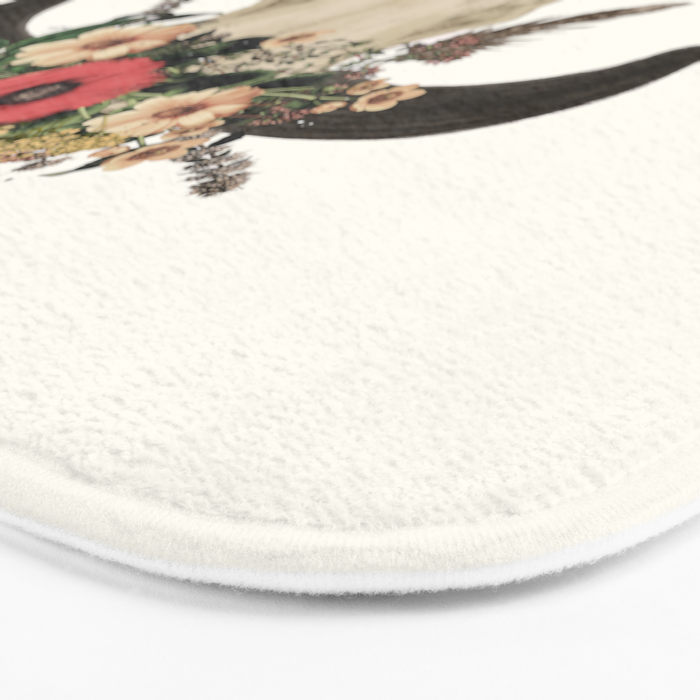 cow skull flowers Bath Mat Gallery Image 3