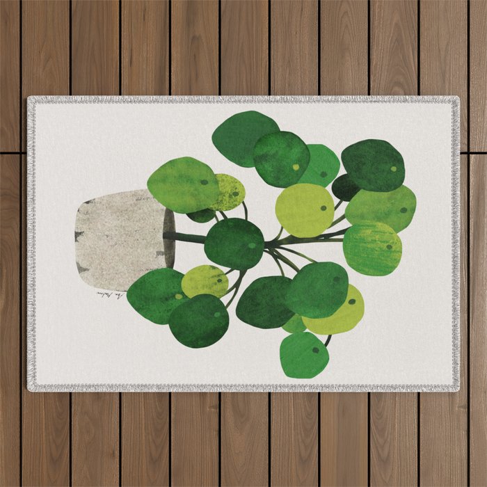 Pilea Peperomioides interior plant Outdoor Rug Gallery Image 1