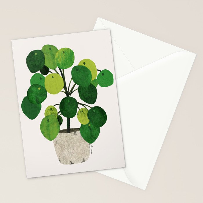 Pilea Peperomioides interior plant Stationery Card Gallery Image 2
