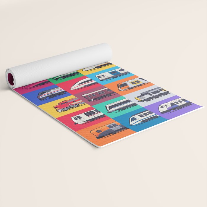 World Trains Grid Pattern Yoga Mat Gallery Image 2