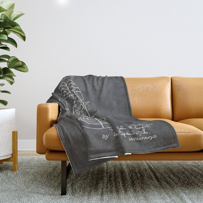 American Football Patent - Football Art - Black Chalkboard Throw Blanket Gallery Image 1