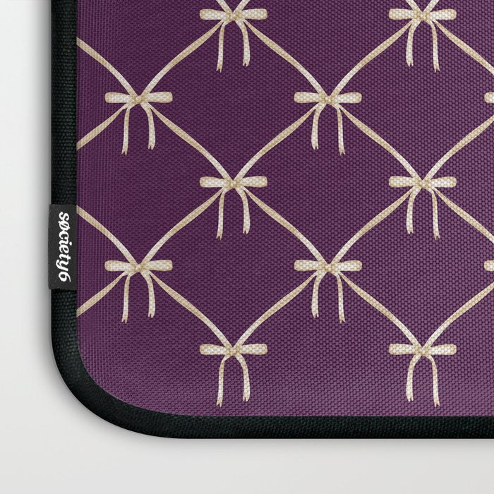 Bows & Ribbons Pattern XXXV Dark Purple Laptop Sleeve Gallery Image 3