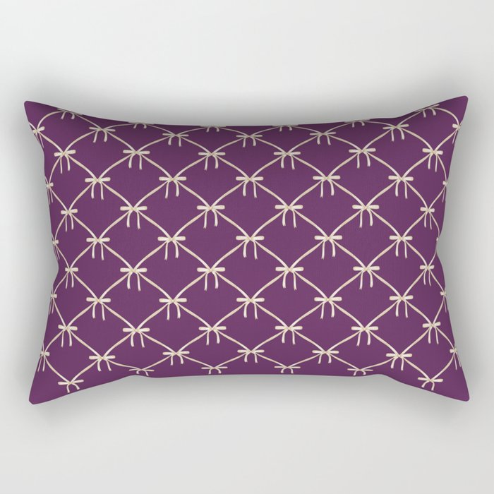 Bows & Ribbons Pattern XXXV Dark Purple Rectangular Pillow Gallery Image 2