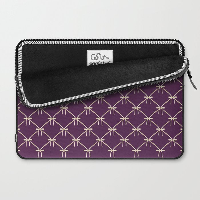 Bows & Ribbons Pattern XXXV Dark Purple Laptop Sleeve Gallery Image 2