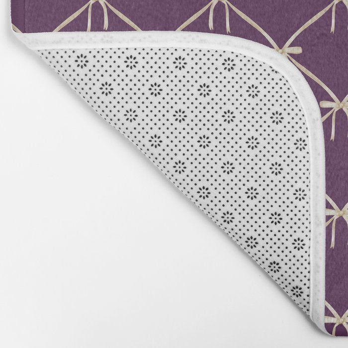 Bows & Ribbons Pattern XXXV Dark Purple Bath Mat Gallery Image 2