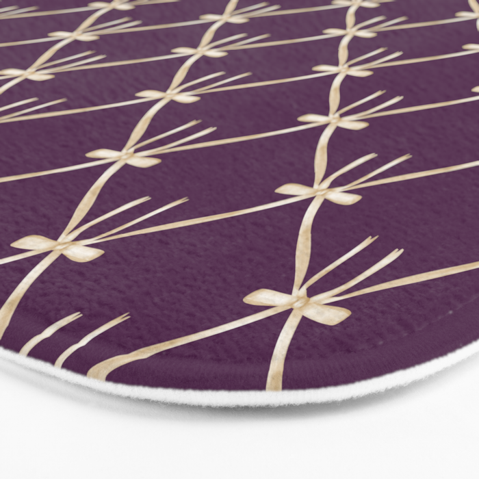Bows & Ribbons Pattern XXXV Dark Purple Bath Mat Gallery Image 3