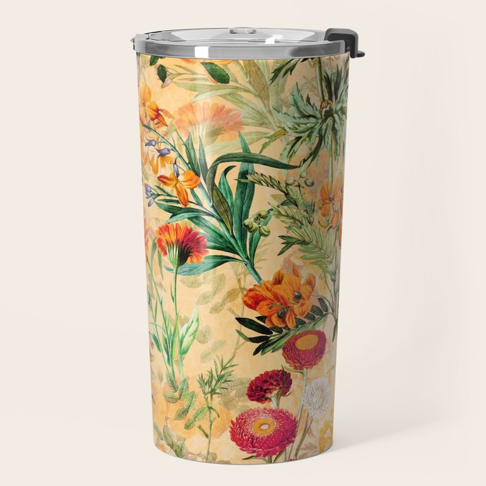 Vintage & Shabby Chic -  Sunny Gold Botanical Flowers Summer Day Travel Mug Gallery Image 2