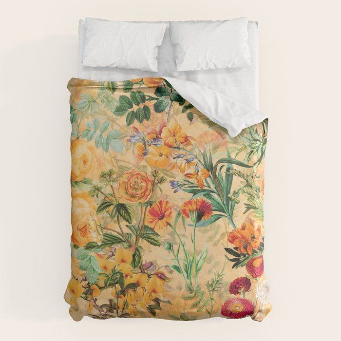 Vintage & Shabby Chic -  Sunny Gold Botanical Flowers Summer Day Duvet Cover Gallery Image 6