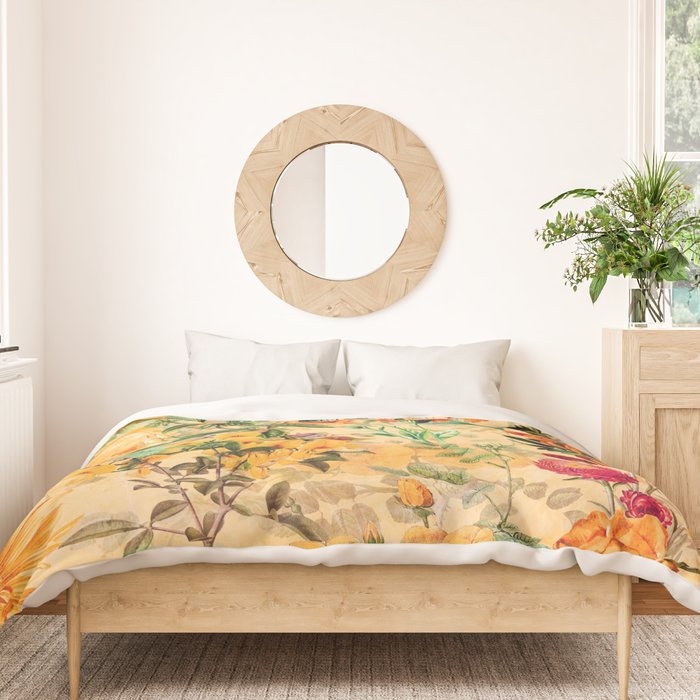 Vintage & Shabby Chic -  Sunny Gold Botanical Flowers Summer Day Duvet Cover Gallery Image 3