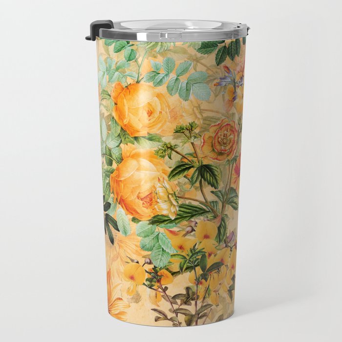 Vintage & Shabby Chic -  Sunny Gold Botanical Flowers Summer Day Travel Mug Gallery Image 3