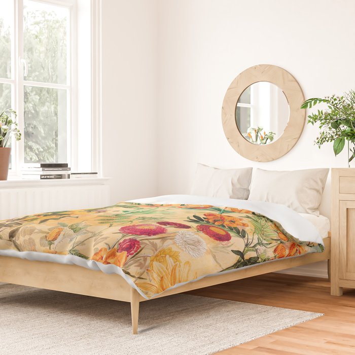 Vintage & Shabby Chic -  Sunny Gold Botanical Flowers Summer Day Duvet Cover Gallery Image 2