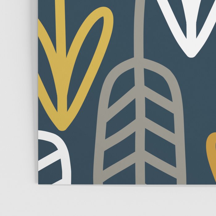 Cheerful Garden Minimalist Pattern in Light Mustard, Dark Mustard, White, Gray, and Navy Blue Poster Gallery Image 3