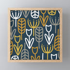 Cheerful Garden Minimalist Pattern in Light Mustard, Dark Mustard, White, Gray, and Navy Blue Mini Art Print Gallery Image 1