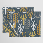 Cheerful Garden Minimalist Pattern in Light Mustard, Dark Mustard, White, Gray, and Navy Blue Placemat Gallery Image 1
