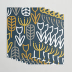 Cheerful Garden Minimalist Pattern in Light Mustard, Dark Mustard, White, Gray, and Navy Blue Wrapping Paper Gallery Image 3