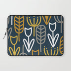 Cheerful Garden Minimalist Pattern in Light Mustard, Dark Mustard, White, Gray, and Navy Blue Laptop Sleeve Gallery Image 1