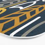 Cheerful Garden Minimalist Pattern in Light Mustard, Dark Mustard, White, Gray, and Navy Blue Bath Mat Gallery Image 3