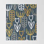 Cheerful Garden Minimalist Pattern in Light Mustard, Dark Mustard, White, Gray, and Navy Blue Throw Blanket Gallery Image 2