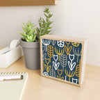 Cheerful Garden Minimalist Pattern in Light Mustard, Dark Mustard, White, Gray, and Navy Blue Mini Art Print Gallery Image 2