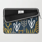 Cheerful Garden Minimalist Pattern in Light Mustard, Dark Mustard, White, Gray, and Navy Blue Laptop Sleeve Gallery Image 2