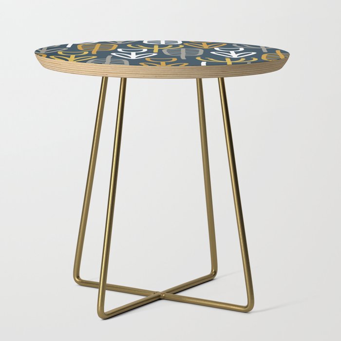 Cheerful Garden Minimalist Pattern in Light Mustard, Dark Mustard, White, Gray, and Navy Blue Side Table Gallery Image 1