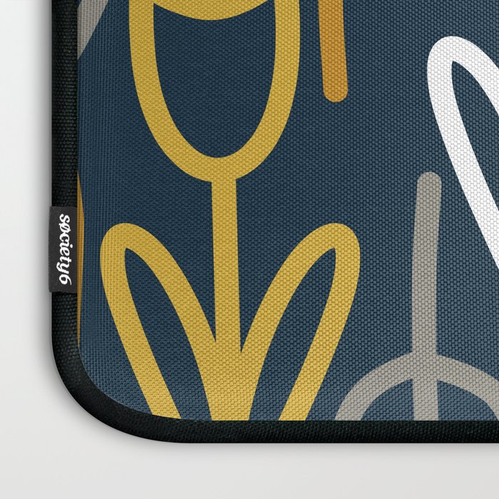 Cheerful Garden Minimalist Pattern in Light Mustard, Dark Mustard, White, Gray, and Navy Blue Laptop Sleeve Gallery Image 3