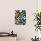 Cheerful Garden Minimalist Pattern in Light Mustard, Dark Mustard, White, Gray, and Navy Blue Poster Gallery Image 2