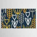 Cheerful Garden Minimalist Pattern in Light Mustard, Dark Mustard, White, Gray, and Navy Blue Tablecloth Gallery Image 2