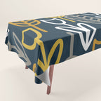 Cheerful Garden Minimalist Pattern in Light Mustard, Dark Mustard, White, Gray, and Navy Blue Tablecloth Gallery Image 1