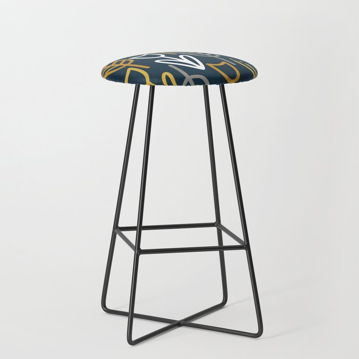 Cheerful Garden Minimalist Pattern in Light Mustard, Dark Mustard, White, Gray, and Navy Blue Stool Gallery Image 1