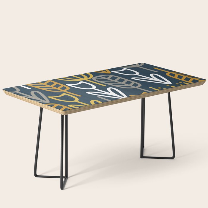 Cheerful Garden Minimalist Pattern in Light Mustard, Dark Mustard, White, Gray, and Navy Blue Coffee Table Gallery Image 1