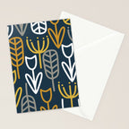 Cheerful Garden Minimalist Pattern in Light Mustard, Dark Mustard, White, Gray, and Navy Blue Stationery Card Gallery Image 2