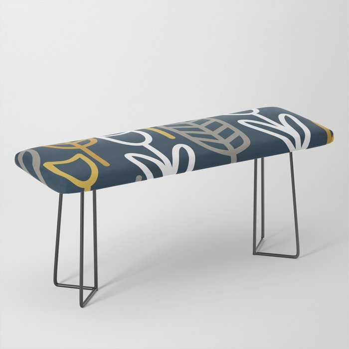 Cheerful Garden Minimalist Pattern in Light Mustard, Dark Mustard, White, Gray, and Navy Blue Bench Gallery Image 1