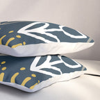 Cheerful Garden Minimalist Pattern in Light Mustard, Dark Mustard, White, Gray, and Navy Blue Pillow Sham Gallery Image 3