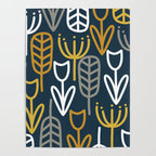 Cheerful Garden Minimalist Pattern in Light Mustard, Dark Mustard, White, Gray, and Navy Blue Poster Gallery Image 4