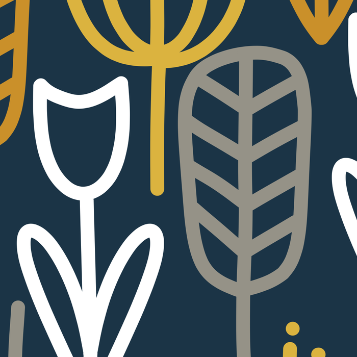 Cheerful Garden Minimalist Pattern in Light Mustard, Dark Mustard, White, Gray, and Navy Blue Coffee Mug Gallery Image 2