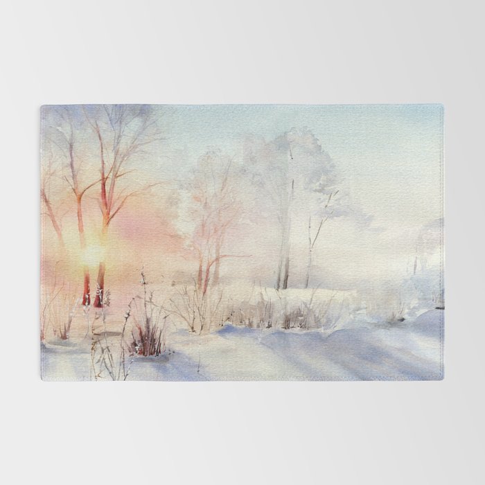 Ethereal Snowy Christmas Morning Sunrise  Rug Gallery Image 2