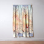 Ethereal Snowy Christmas Morning Sunrise  Window Curtain Gallery Image 3