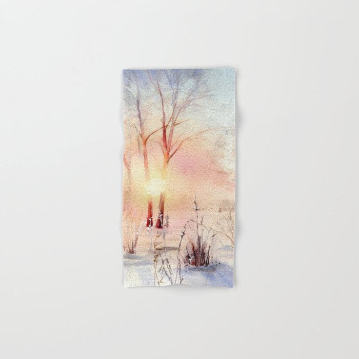Ethereal Snowy Christmas Morning Sunrise  Bath Towel Gallery Image 1