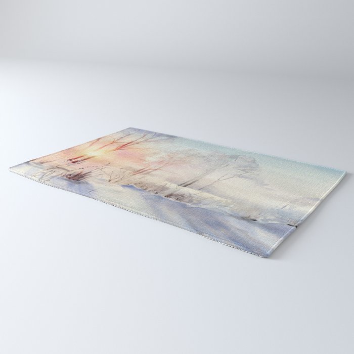 Ethereal Snowy Christmas Morning Sunrise  Rug Gallery Image 3