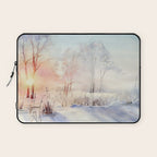 Ethereal Snowy Christmas Morning Sunrise  Laptop Sleeve Gallery Image 1