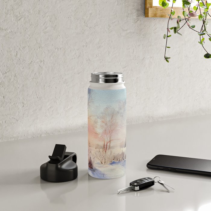 Ethereal Snowy Christmas Morning Sunrise  Water Bottle Gallery Image 4