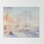 Ethereal Snowy Christmas Morning Sunrise  Throw Blanket Gallery Image 2