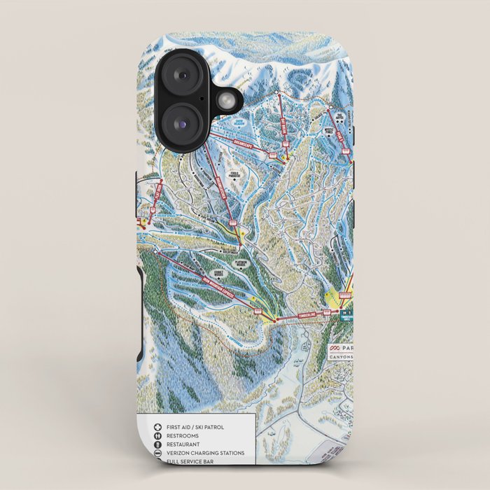 Park City Utah Trail Map Ski Snowboard iPhone Case Gallery Image 1